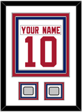 New York Nameplate & Number (Back) Combined, With 2 Super Bowl Jersey Patches - Road White - Triple Mat 1