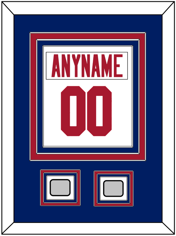 New York Nameplate & Number (Back) Combined, With 2 Super Bowl Jersey Patches - Road White - Triple Mat 2