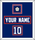 New York Nameplate, Number (Shoulder) & Super Bowl Jersey Patch - Home Blue - Double Mat 2