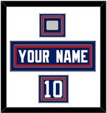 New York Nameplate, Number (Shoulder) & Super Bowl Jersey Patch - Home Blue - Triple Mat 1
