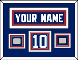 New York Nameplate & Number (Shoulder) With XLII & XLVI Super Bowl Jersey Patches - Home Blue - Triple Mat 2