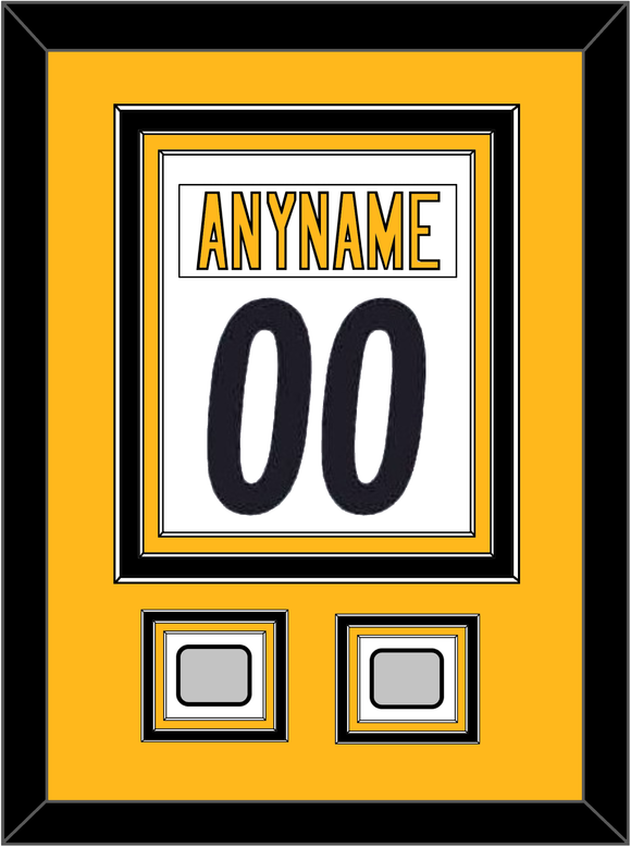 Pittsburgh Nameplate & Number (Back) Combined, With 2 Super Bowl Jersey Patches - Road White - Triple Mat 3