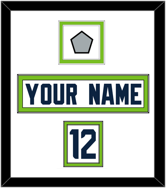 Seattle Nameplate, Number (Shoulder) & Super Bowl Jersey Patch - Road White - Double Mat 1