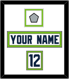 Seattle Nameplate, Number (Shoulder) & Super Bowl Jersey Patch - Road White - Double Mat 1