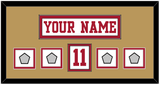 San Francisco Nameplate, Number (Shoulder) & 4 Super Bowl Jersey Patches - Road White - Double Mat 6