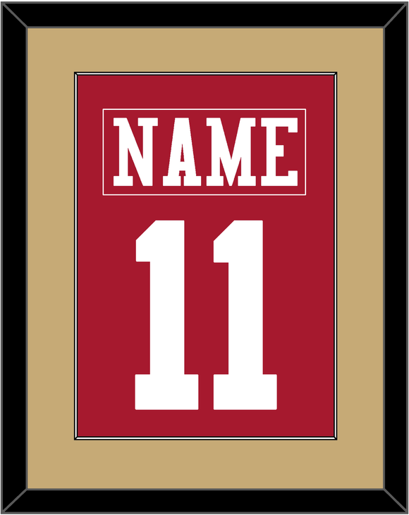 San Francisco Nameplate & Number (Back) Combined - Home Red - Single Mat 2