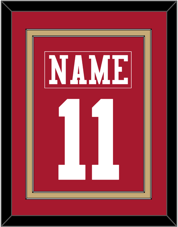San Francisco Nameplate & Number (Back) Combined - Home Red - Double Mat 2
