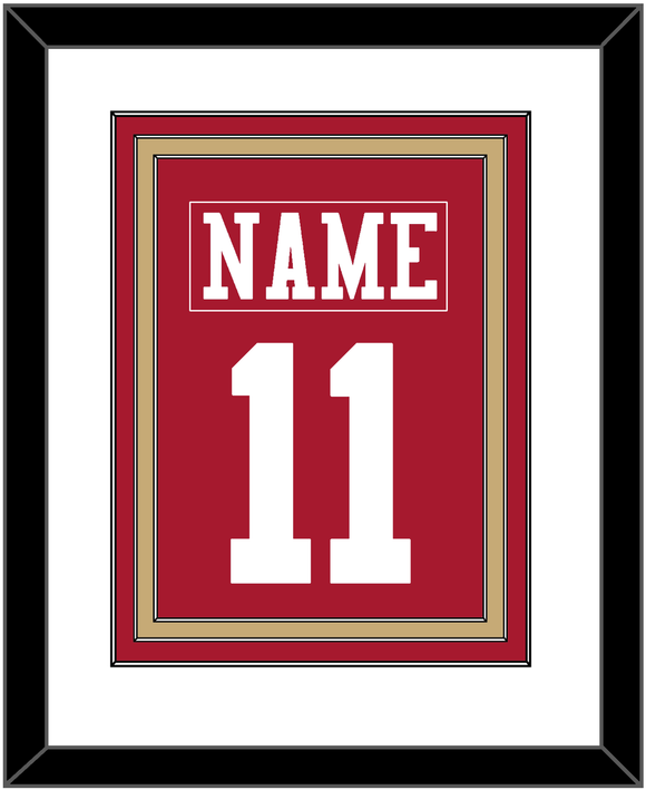 San Francisco Nameplate & Number (Back) Combined - Home Red - Triple Mat 1