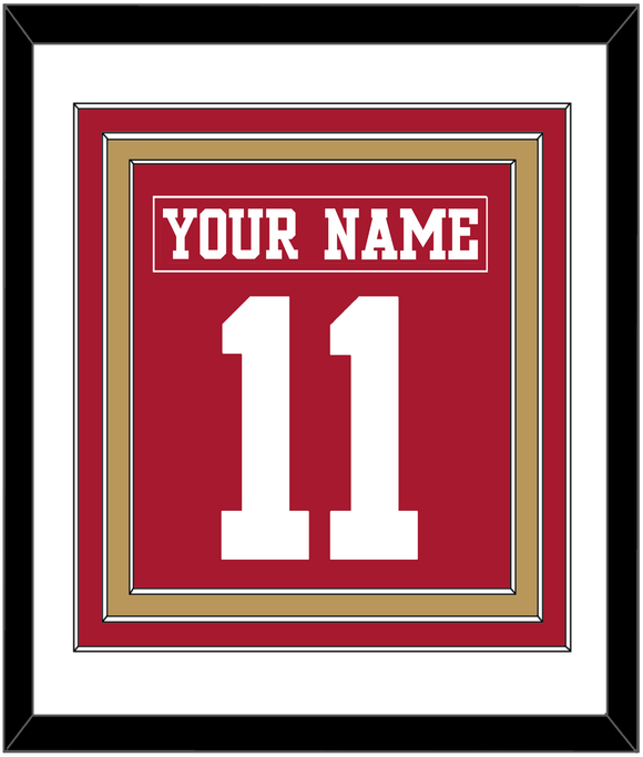 San Francisco Nameplate & Number (Back) Combined - Home Red - Triple Mat 1