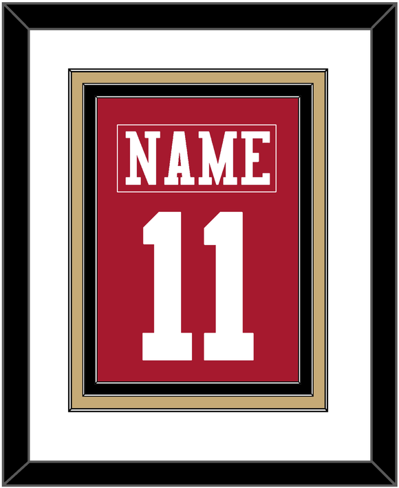 San Francisco Nameplate & Number (Back) Combined - Home Red - Triple Mat 2