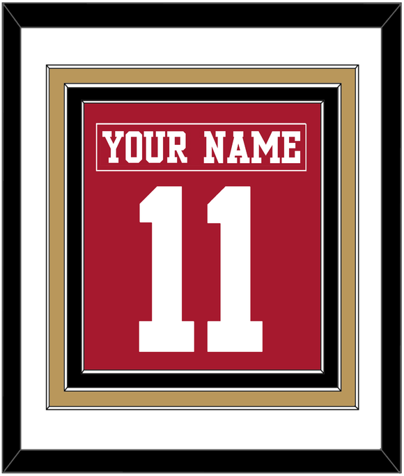San Francisco Nameplate & Number (Back) Combined - Home Red - Triple Mat 2