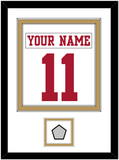 San Francisco Nameplate & Number (Back) Combined, With Super Bowl Patch - Road White - Double Mat 1