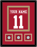 San Francisco Nameplate & Number (Back) Combined, With 3 Super Bowl Patches - Home Red - Double Mat 2