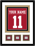 San Francisco Nameplate & Number (Back) Combined, With 3 Super Bowl Patches - Home Red - Triple Mat 2