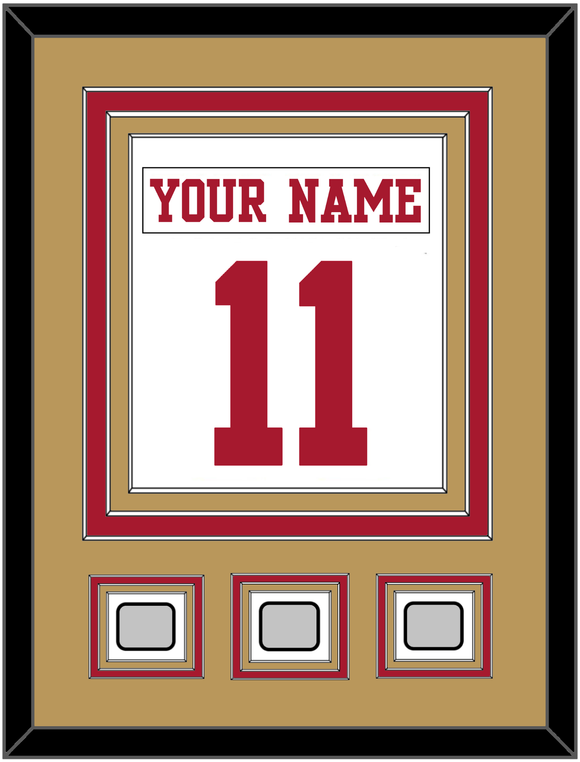 San Francisco Nameplate & Number (Back) Combined, With 3 Super Bowl Patches - Road White - Triple Mat 4
