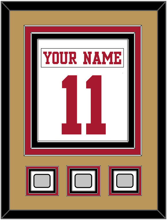 San Francisco Nameplate & Number (Back) Combined, With 3 Super Bowl Patches - Road White - Triple Mat 5