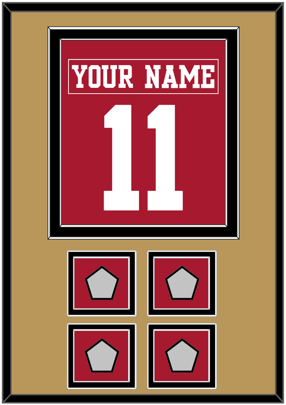 San Francisco Nameplate & Number (Back) Combined, With 4 Super Bowl Patches - Home Red - Double Mat 3