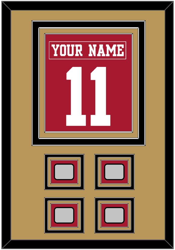 San Francisco Nameplate & Number (Back) Combined, With 4 Super Bowl Patches - Home Red - Triple Mat 5