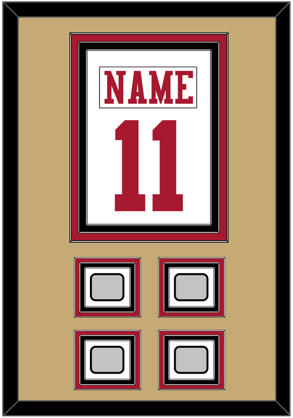 San Francisco Nameplate & Number (Back) Combined, With 4 Super Bowl Patches - Road White - Triple Mat 5