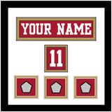 San Francisco Nameplate, Number (Shoulder) & 3 Super Bowl Jersey Patches - Home Red - Double Mat 1