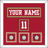 San Francisco Nameplate, Number (Shoulder) & 3 Super Bowl Jersey Patches - Home Red - Double Mat 2