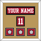 San Francisco Nameplate, Number (Shoulder) & 3 Super Bowl Jersey Patches - Home Red - Double Mat 3