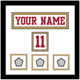 San Francisco Nameplate, Number (Shoulder) & 3 Super Bowl Jersey Patches - Road White - Double Mat 1