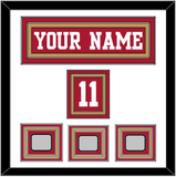 San Francisco Nameplate, Number (Shoulder) & 3 Super Bowl Jersey Patches - Home Red - Triple Mat 1