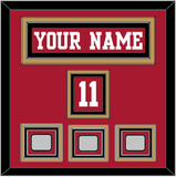San Francisco Nameplate, Number (Shoulder) & 3 Super Bowl Jersey Patches - Home Red - Triple Mat 3