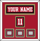 San Francisco Nameplate, Number (Shoulder) & 3 Super Bowl Jersey Patches - Home Red - Triple Mat 3