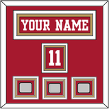 San Francisco Nameplate, Number (Shoulder) & 3 Super Bowl Jersey Patches - Home Red - Triple Mat 4