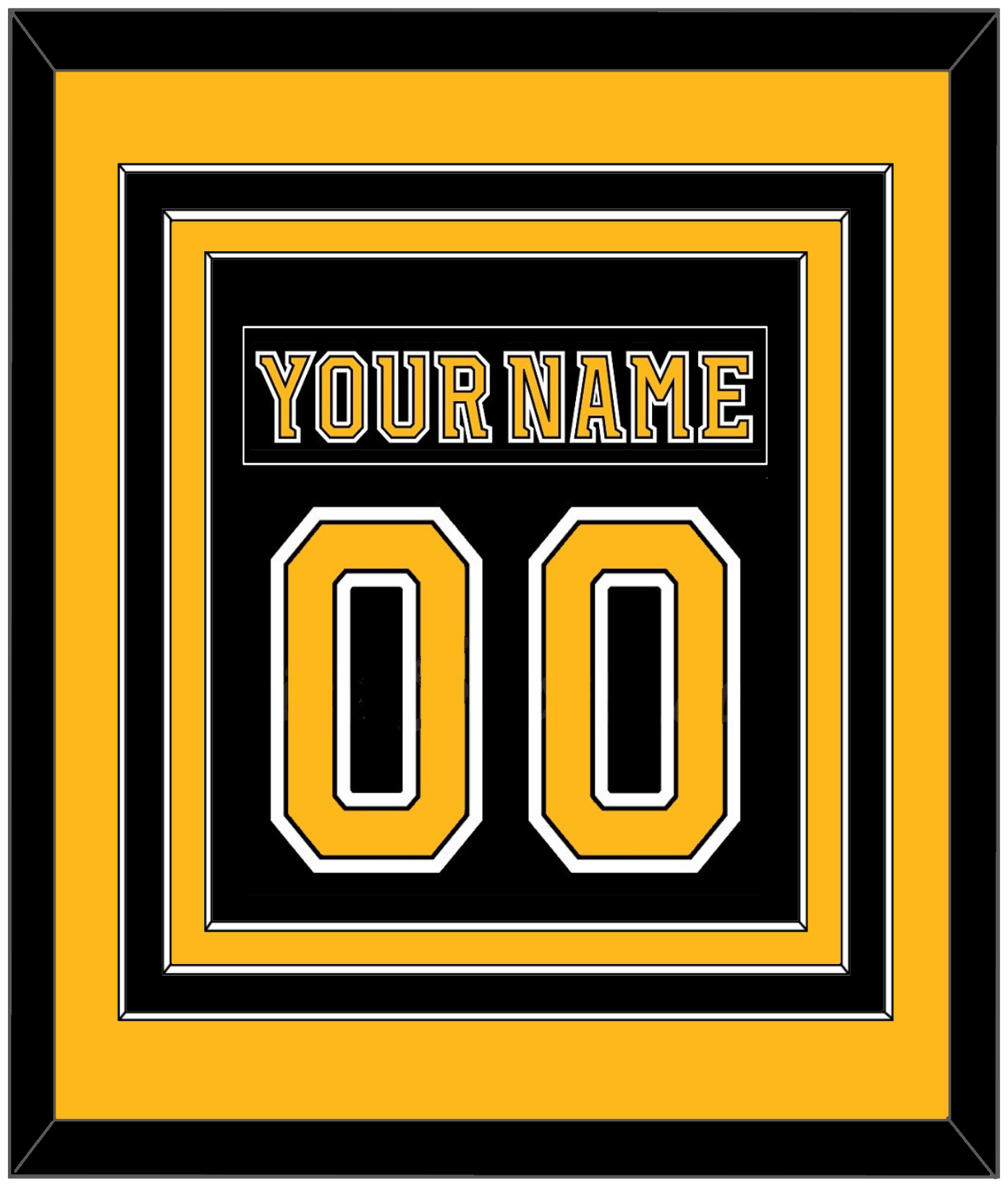 Boston Nameplate & Number (Back) Combined - Road/Home Black (1995-2007) - Premier Tier 3
