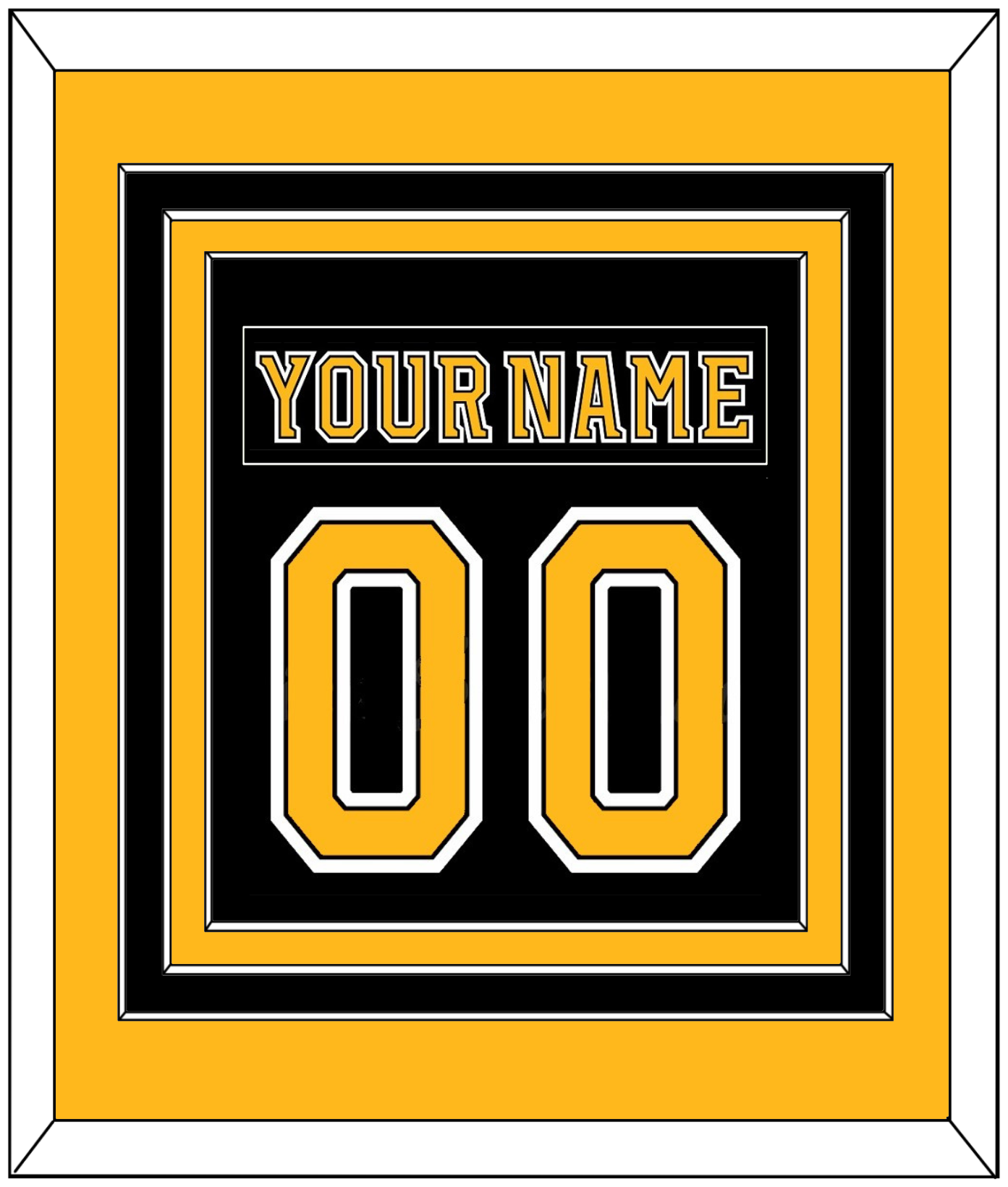 Boston Nameplate & Number (Back) Combined - Road/Home Black (1995-2007) - Premier Tier 3