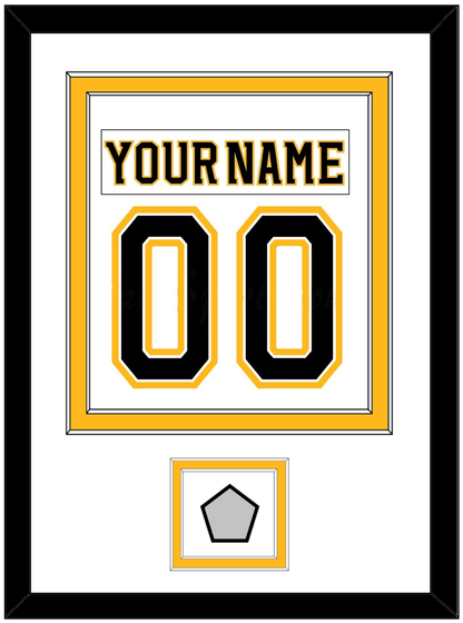 Boston Nameplate & Number (Back) Combined, With Stanley Cup Champions Patch - Road White (2007-2017) - Signature Tier 1