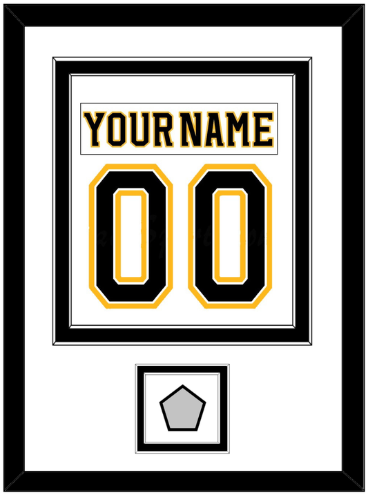 Boston Nameplate & Number (Back) Combined, With Stanley Cup Champions Patch - Road White (2007-2017) - Signature Tier 2