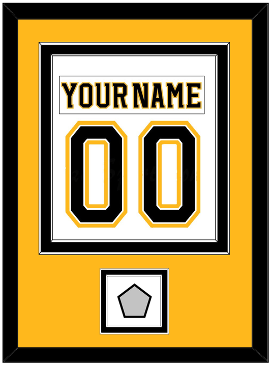 Boston Nameplate & Number (Back) Combined, With Stanley Cup Champions Patch - Road White (2007-2017) - Signature Tier 4