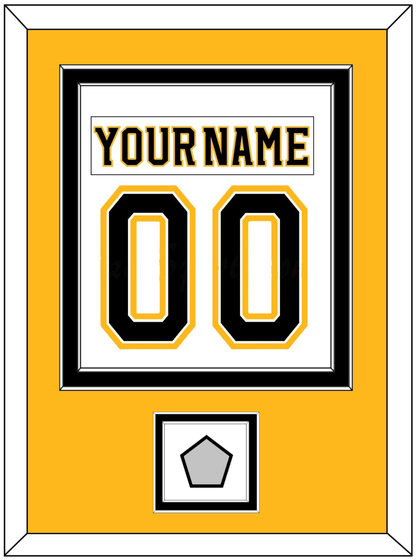 Boston Nameplate & Number (Back) Combined, With Stanley Cup Champions Patch - Road White (2007-2017) - Signature Tier 4