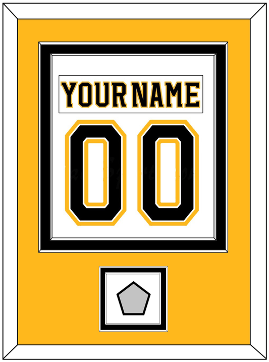 Boston Nameplate & Number (Back) Combined, With Stanley Cup Finals Patch - Road White (2007-2017) - Signature Tier 4