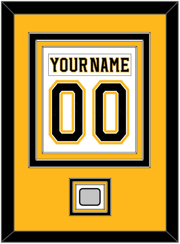 Boston Nameplate & Number (Back) Combined, With Stanley Cup Finals Patch - Road White (2007-2017) - Triple Mat 3