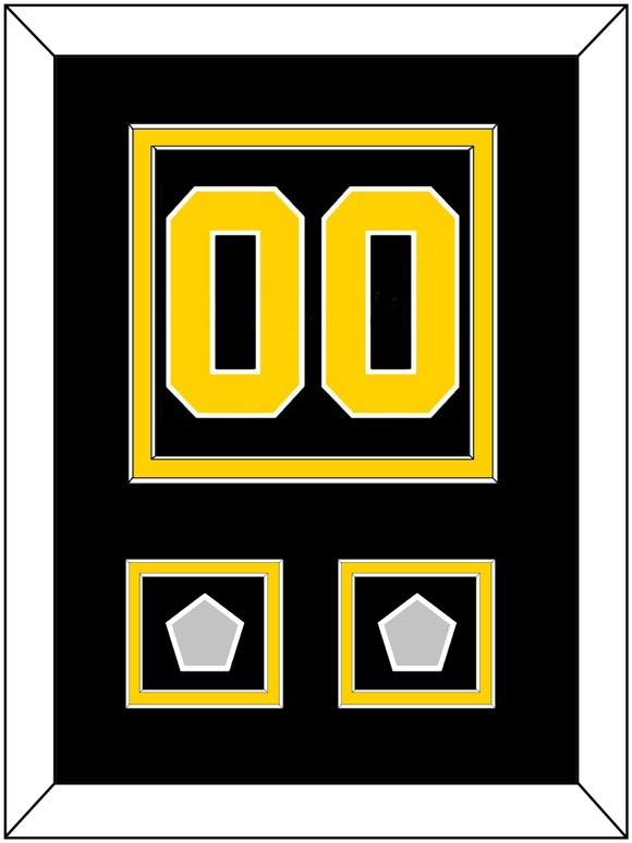 Boston Number (Back) With 2 Stanley Cup Champions Patches - Road Black (1967-1977) - Double Mat 2