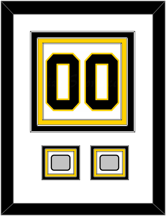 Boston Number (Back) With 2 Stanley Cup Champions Patches - Home White (1967-1977) - Triple Mat 1