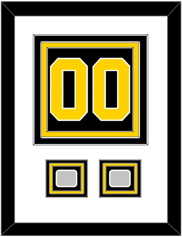 Boston Number (Back) With 2 Stanley Cup Champions Patches - Road Black (1967-1977) - Triple Mat 1