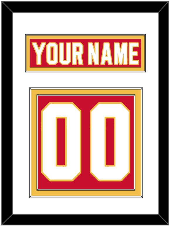 Calgary Nameplate & Number (Back) - Home Red - Double Mat 1