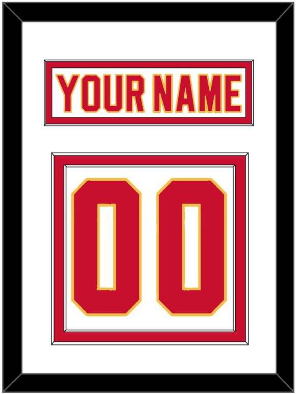 Calgary Nameplate & Number (Back) - Road White - Double Mat 1