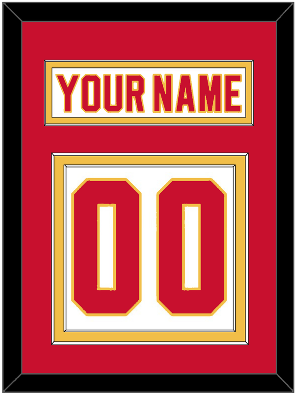 Calgary Nameplate & Number (Back) - Road White - Double Mat 2