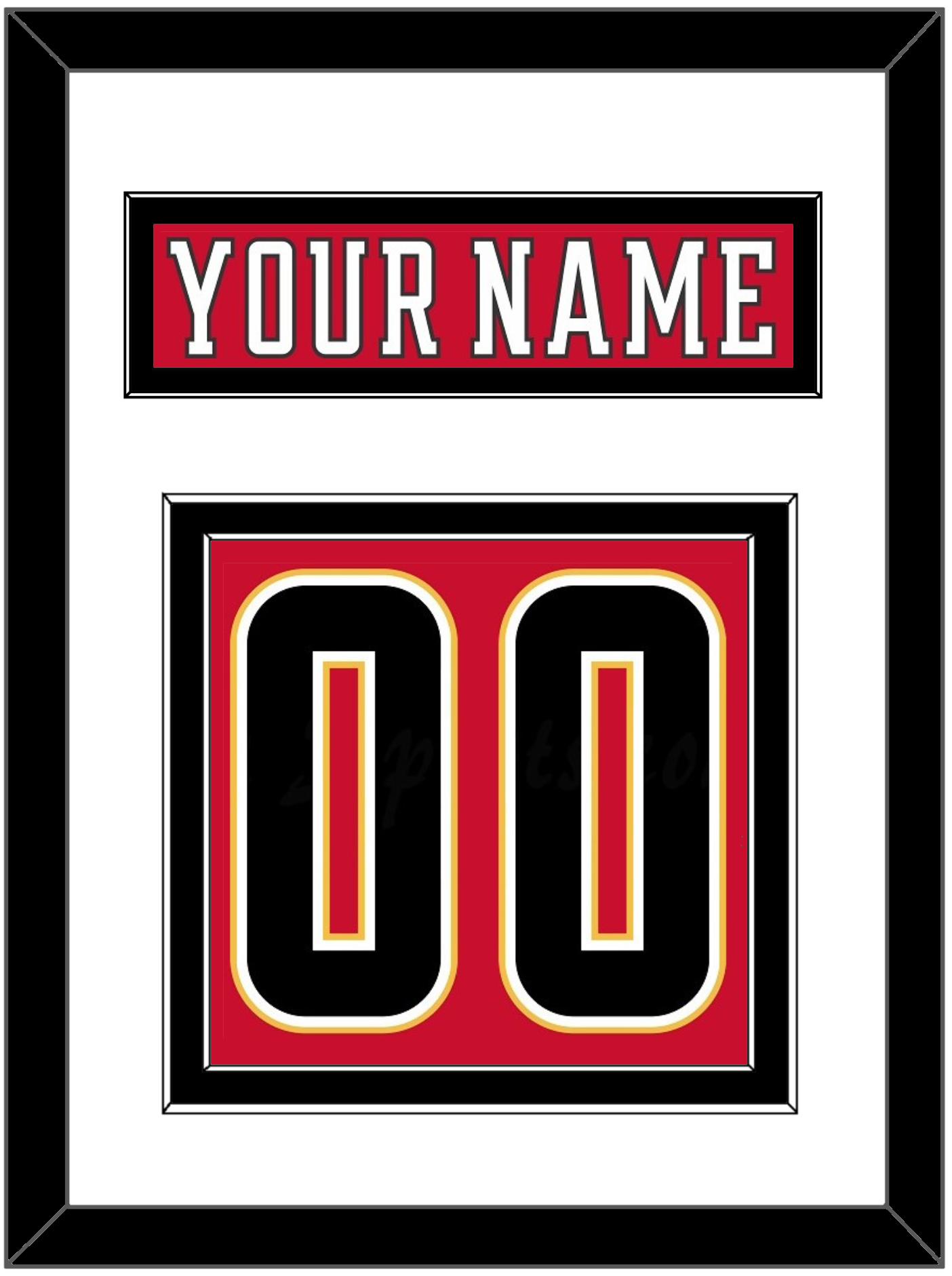 Calgary Nameplate & Number (Back) - Home Red (2017-2020) - Signature Tier 2