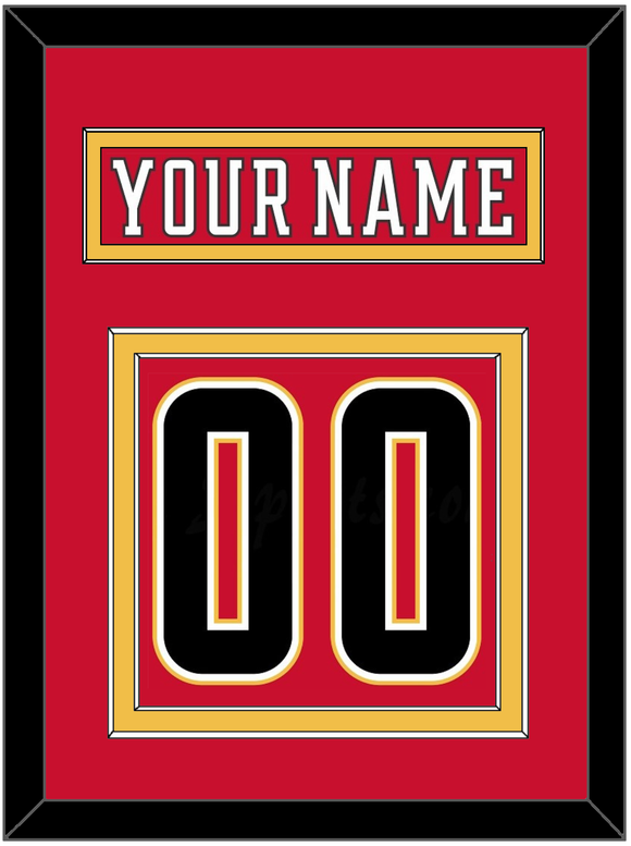 Calgary Nameplate & Number (Back) - Home Red (2017-2020) - Double Mat 3
