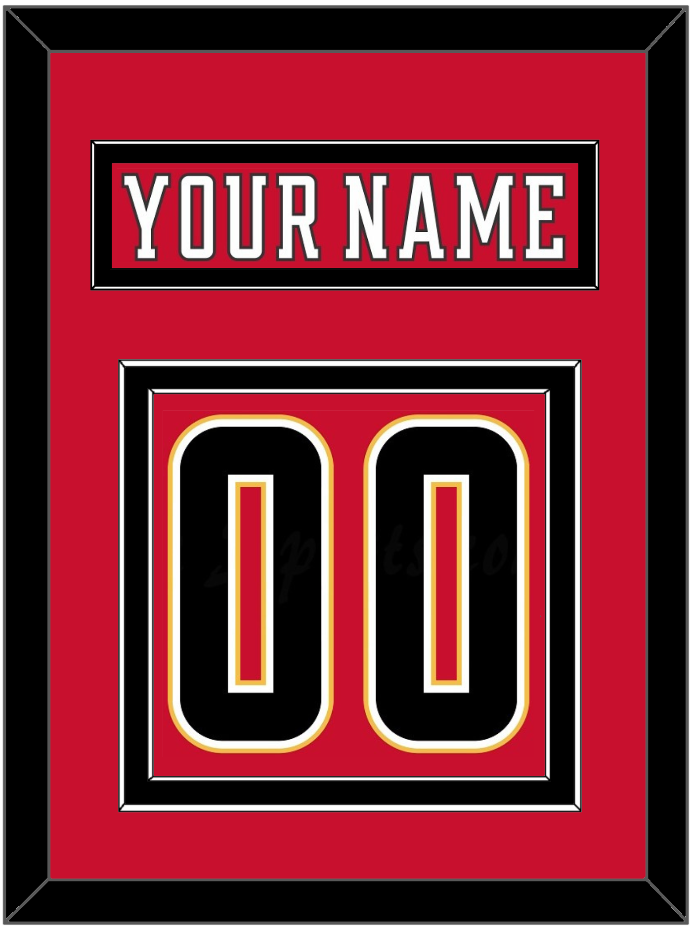 Calgary Nameplate & Number (Back) - Home Red (2017-2020) - Signature Tier 4