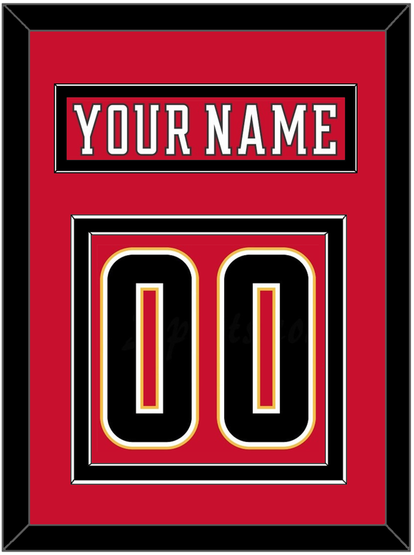 Calgary Nameplate & Number (Back) - Home Red (2017-2020) - Double Mat 4