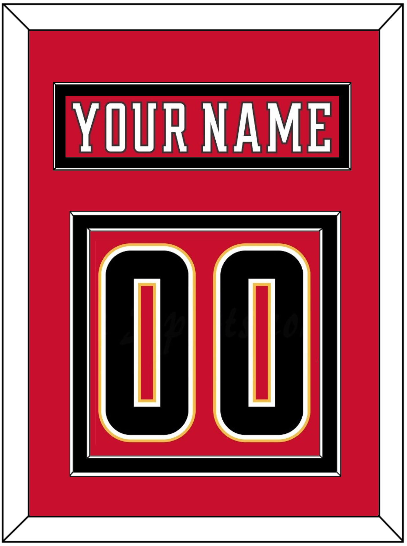 Calgary Nameplate & Number (Back) - Home Red (2017-2020) - Signature Tier 4